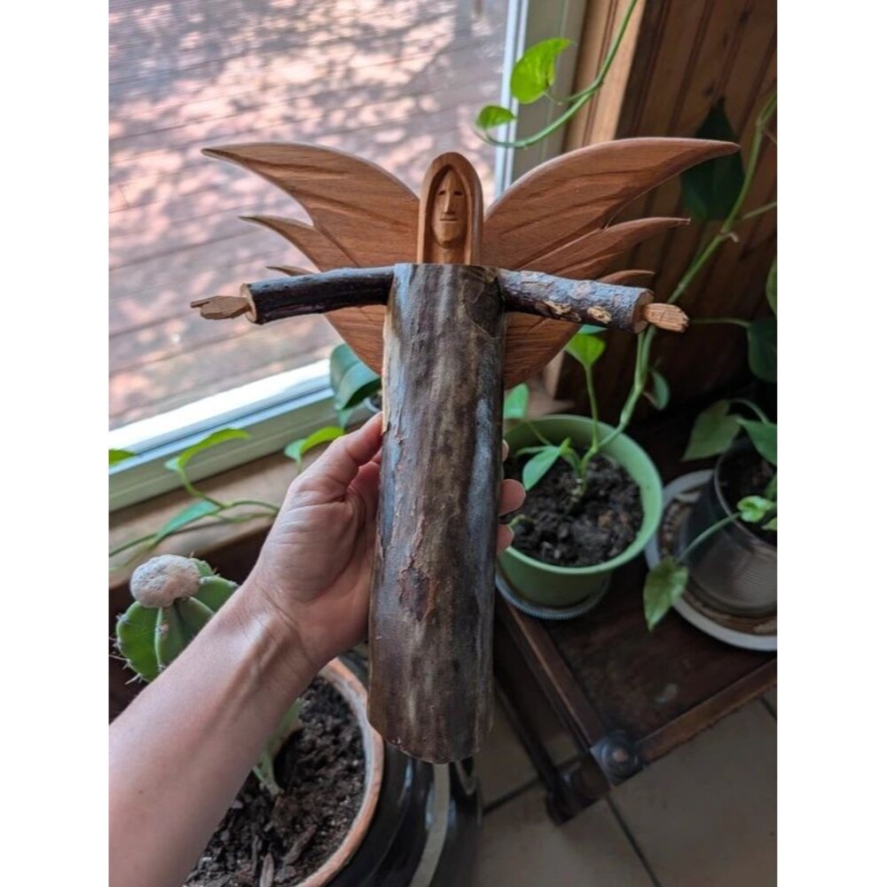 Handmade wooden angel 1990s
